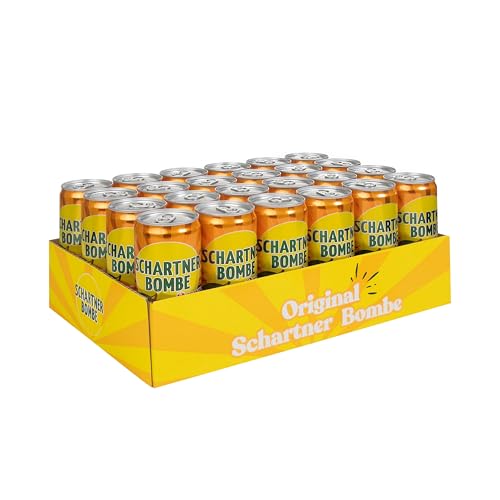Schartner Bombe Orange, fruchtig spritzige Limonade mit Orangengeschmack, Softgetränk in Dose, incl. 6€ Einwegpfand (Orange - 24 x 330ml) von Schartner Bombe