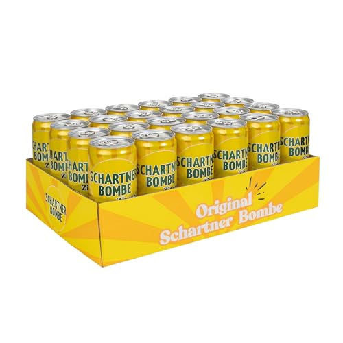 Schartner Bombe Zitrone, fruchtig spritzige Limonade mit Zitronengeschmack, Softgetränk in Dose, incl. 6€ Einwegpfand (Zitrone - 24 x 330ml) von Schartner Bombe