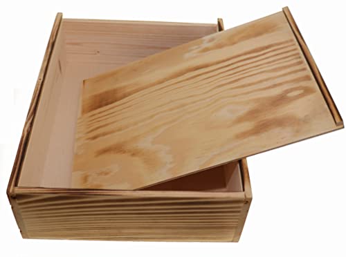 Schwarzwald Metzgerei - Weinkiste mit Schiebedeckel - Geschenkbox - Holzkiste aus Holz mit individuell beflammter Oberfläche für 3 Flaschen - 360 x 272 x 100 mm (Ohne Holzwolle) von Schaufler GmbH