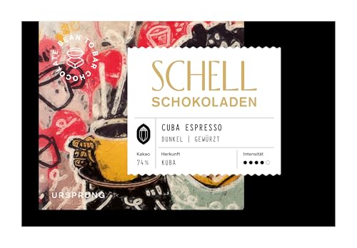 Schell Schokoladen Dunkle Schokolade – Cuba Espresso, 74% Kakao, Vegan, Glutenfrei aus nachhaltiger Produktion, Schokolade Geschenk, 50g von SCHELL SCHOCOLADEN