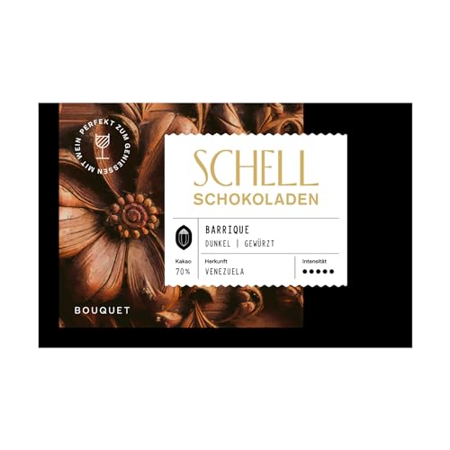 Schell Schokoladen Dunkle Schokolade – Barrique: Edle 70% Schokolade mit Gewürzen, Vegan, Handarbeit, Glutenfrei, 50g- Schokoladen Geschenk von SCHELL SCHOCOLADEN