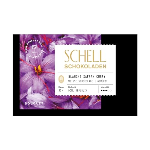 Schell Schokoladen Weiße Schokolade – Blanche Safran Curry, Exotische Gewürzmischung, Glutenfrei aus nachhaltiger Produktion, Schokolade Geschenk, 50g von SCHELL SCHOCOLADEN