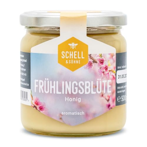 Deutscher Frühlingsblütenhonig 500g - Imkerei Schell - cremig gerührter Honig aus eigener Produktion - 100% Deutscher Honig von Schell & Söhne