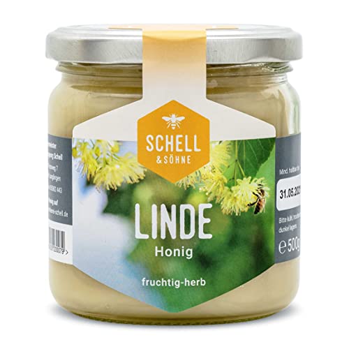 Deutscher Lindenhonig 500g - Imkerei Schell - cremig gerührter Honig aus eigener Produktion - 100% Deutscher Honig von Schell & Söhne