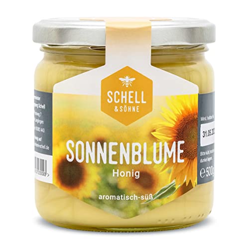 Deutscher Sonnenblumenhonig 500g- Imkerei Schell - cremig gerührter Honig aus eigener Produktion - 100% Deutscher Honig von Schell & Söhne