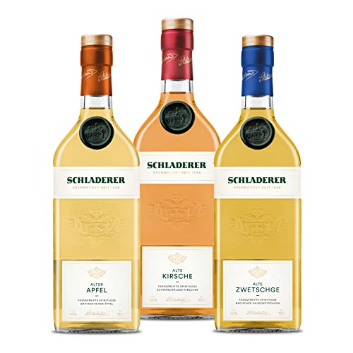 Schladerer Klassik Alte Sorten Set mit Schwarzwälder Alte Kirsche, Alter Apfel und Alte Zwetschge - hochwertige Spirituose aus dem Schwarzwald (3 x 700 ml) von Schladerer