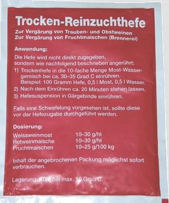 Trockenhefe 20g für ca 75L Weisswein 111 Trockenhefe 20g für ca 75L Weisswein 111 von Schlag