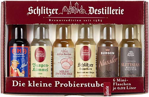 Schlitzer Probierstube – Quer durch die Destillerie, 6 x 0,02L – Entdecken Sie eine Auswahl feinster Spirituosen Schlitzer Probierstube – Quer durch die Destillerie, 6 x 0,02L – Entdecken Sie eine Auswahl feinster Spirituosen von Schlitzer Destillerie