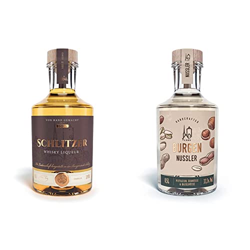 Schlitzer Whisky Liqueur mit Vanille Geschmack (1 x 0.5l) & Burgen Nussler Haselnuss, Erdnuss & Pistazien Spirituose (1x 0.5l) von Schlitzer Destillerie