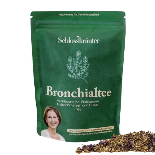 Bronchialtee mit Thymian, Malve & Spitzwegerich | Natürlicher Hustentee & Schleimlöser bei Halsschmerzen, Bronchitis, Husten, Halsentzündung & Erkältungen | 100% natürliche Inhaltsstoffe von Schlosskräuter