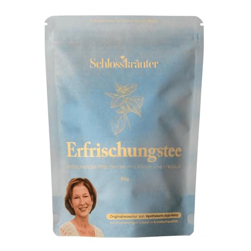 Erfrischungstee Kräutertee mit Minze & Hibiskus | 100% natürliche Zutaten ohne künstliche Zusätze | Tee lose heiß & kalt als Eistee ein Genuss von Schlosskräuter