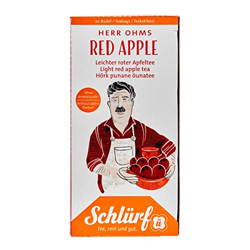 Schlürf, Büdel Früchtetee Herr Ohms Red Apple, Bio-Früchtetee leichter roter Apfeltee, 45g (20 x 2,25g) von Schlürf