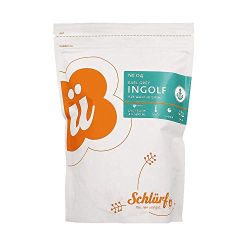 Schlürf Schwarztee "Ingolf" No. 4, Loser Bio-Schwarztee Earl Grey mit Bergamotte, Wiederverschließbare Aromaverpackung, 1 x 225g von Schlürf