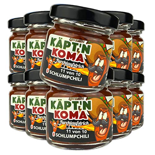 Schlump-Chili Käpt'n Koma schärfste Chili Paste mit Carolina Reaper und Ingwer Set ULTRA SCHARF! (10 x 35g) von Schlump-Chili