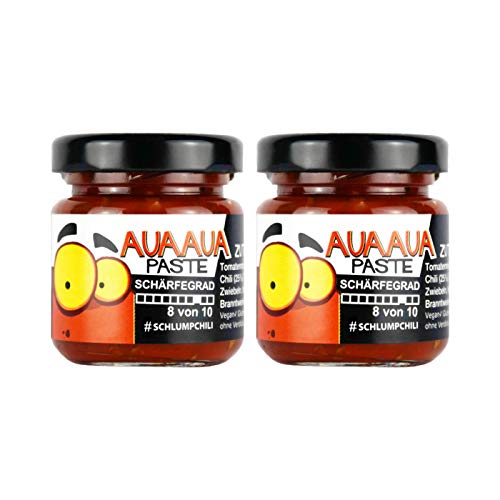 Schlump-Chili⎥2x AUAAUA® Original sehr scharfe Habanero Chili Paste mit Ingwer Set im Glas (2 x 35g) von Schlump-Chili