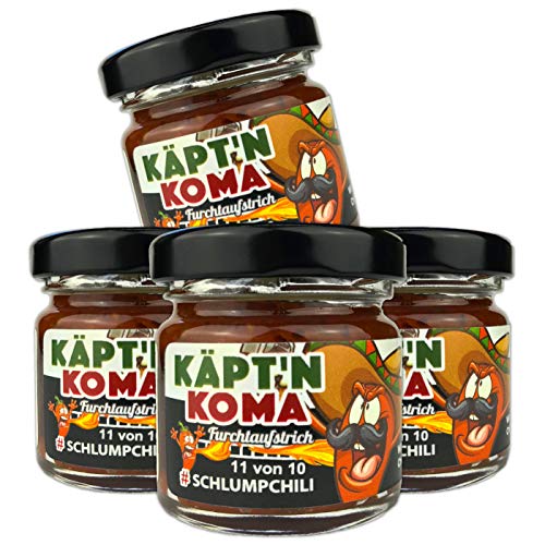 Schlump-Chili⎥Käpt'n Koma Viererpack Set Schärfste Chili Paste mit Carolina Reaper und Ingwer ULTRA SCHARF! (4 x 35g) von Schlump-Chili