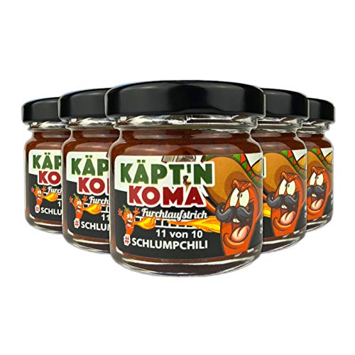 Schlump-Chili⎥Käpt'n Koma Fünferpack Set Schärfste Chili Paste mit Carolina Reaper und Ingwer ULTRA SCHARF! (5 x 35g) von Schlump-Chili