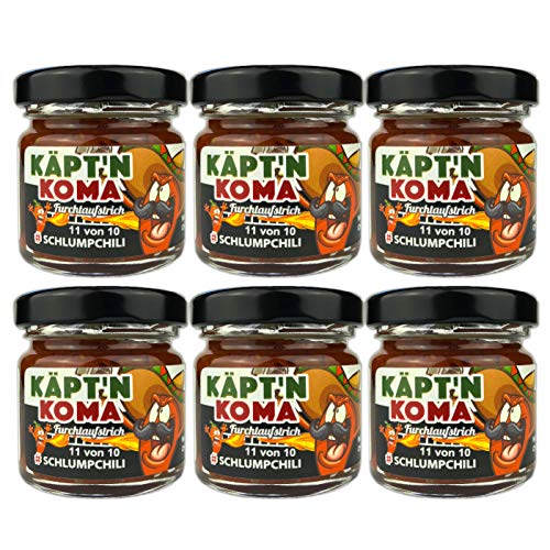 Schlump-Chili⎥Käpt'n Koma Sixpack schärfste Chili Paste mit Carolina Reaper und Ingwer Set ULTRA SCHARF! (6 x 35g) von Schlump-Chili