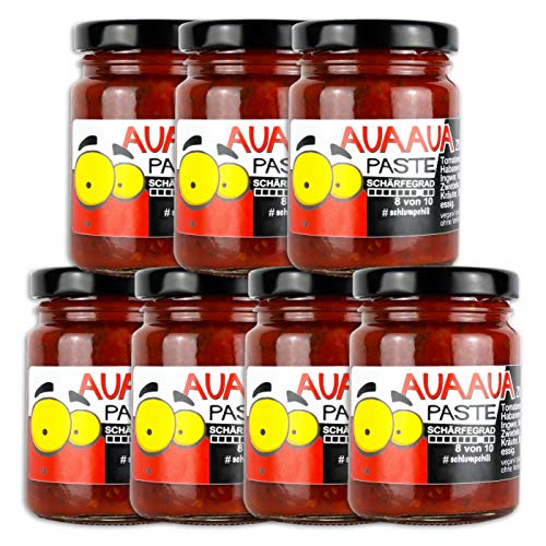 Schlump-Chili AUA AUA® XL Original Habanero Chili Paste mit Ingwer im 7er Set Sieben auf einen Streich (7 x 90g) von Schlump-Chili