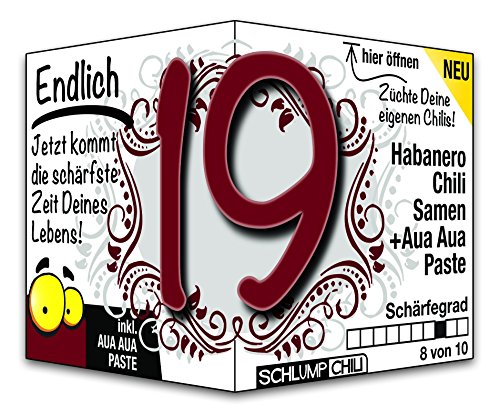 Schlump-Chili⎥Endlich 19 - das witzige scharfe Geburtstagsgeschenk. Eine originelle Geschenkidee zum 19. Geburtstag für junge Männer und Frauen von Schlump-Chili