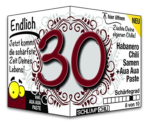 Schlump-Chili⎥Endlich 30 - das witzige scharfe Geburtstagsgeschenk. Eine originelle Geschenkidee zum 30. Geburtstag für Männer und Frauen von Schlump-Chili