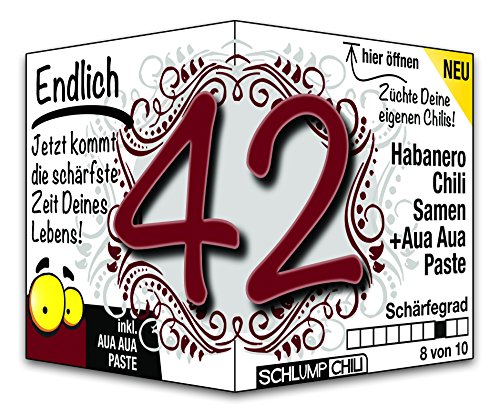 Schlump-Chili⎥Endlich 42 - das witzige scharfe Geburtstagsgeschenk. Eine originelle Geschenkidee zum 42. Geburtstag für Männer und Frauen von Schlump-Chili