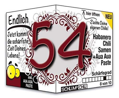 Schlump-Chili⎥Endlich 54 - das witzige scharfe Geburtstagsgeschenk. Eine originelle Geschenkidee zum 54. Geburtstag für Männer und Frauen von Schlump-Chili