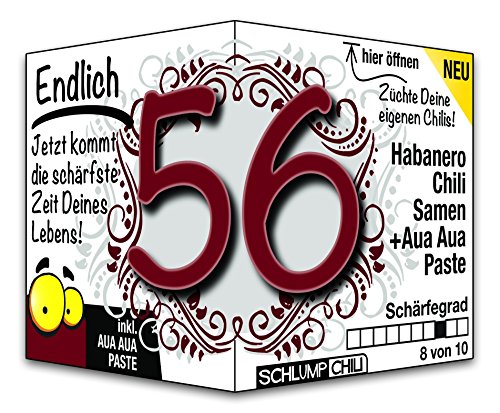 Schlump-Chili⎥Endlich 56 - das witzige scharfe Geburtstagsgeschenk. Eine originelle Geschenkidee für Männer und Frauen von Schlump-Chili