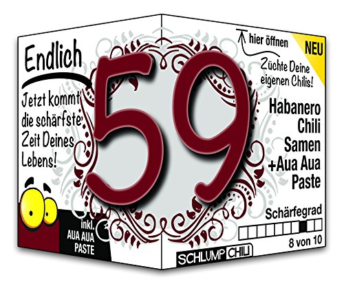 Schlump-Chili⎥Endlich 59 - das witzige scharfe Geburtstagsgeschenk. Eine originelle Geschenkidee zum 59. Geburtstag für Männer und Frauen von Schlump-Chili