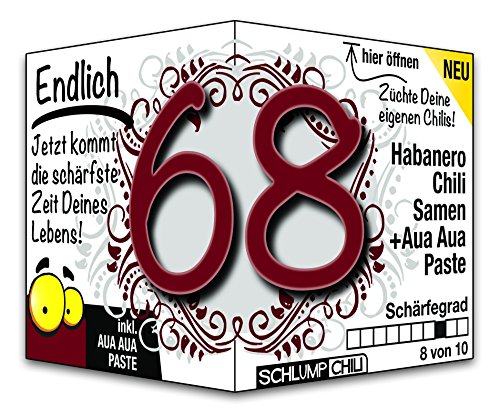 Schlump-Chili⎥Endlich 68 - das witzige scharfe Geburtstagsgeschenk. Eine originelle Geschenkidee zum 68. Geburtstag für Männer und Frauen von Schlump-Chili
