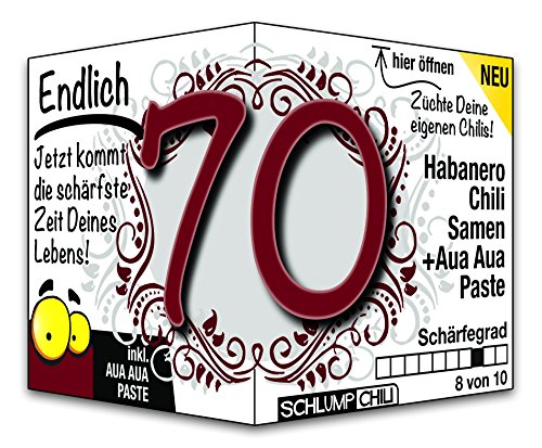 Schlump-Chili⎥Endlich 70 - das witzige scharfe Geburtstagsgeschenk. Eine originelle Geschenkidee zum 70. Geburtstag für Männer und Frauen von Schlump-Chili