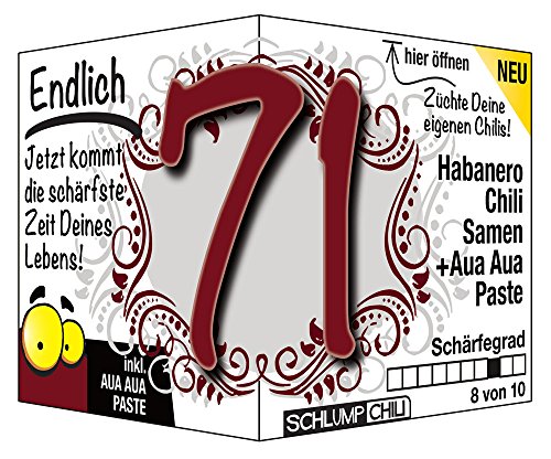 Endlich 71 - das witzige scharfe Geburtstagsgeschenk für Männer und Frauen von Schlump-Chili®