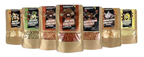 Schlump-Chili⎥Hot Bags Gewürzsalz Sortiment Set Grob L für Mühlen mit Edelstahlmahlwerk, Keramikmahlwerk (660 g) von Schlump-Chili