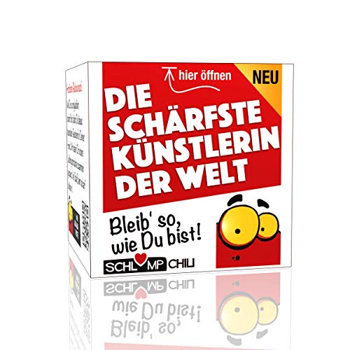 Schlump-Chili⎥Die Schärfste Künstlerin Geschenk Set⎪witziges Präsent für kreative Frauen⎪coole Geschenkidee z.B. für Geburtstag, Vernissage, Ausstellung, Wichteln, Weihnachten von Schlump-Chili