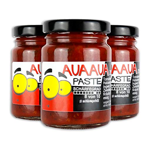 Schlump-Chili AUA AUA® XL Habanero Chili Paste mit Ingwer im 3er Set Dreierpack (3 x 90g) von Schlump-Chili