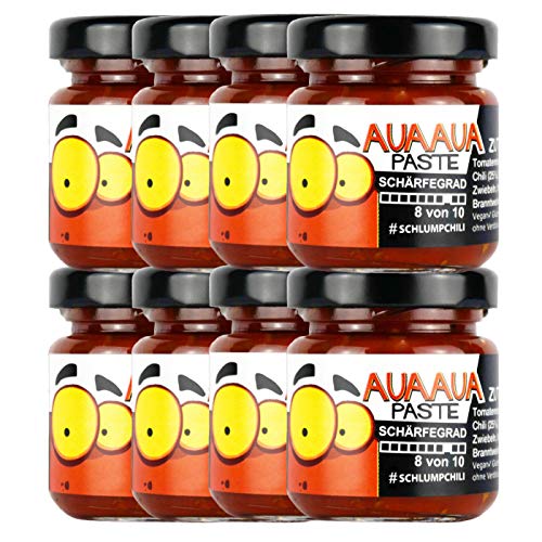 Schlump-Chili⎥AUAAUA® Original Paste⎥sehr scharfe Habanero-Chili Paste mit Ingwer (8 x 35g) von Schlump-Chili