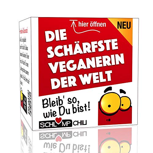 Schlump-Chili⎥Die schärfste Veganerin der Welt - ein witziges und originelles fleischloses Geschenk für veggy und vegetarische Frauen. Ein cooles Präsent ohne tierische Produkte. von Schlump-Chili