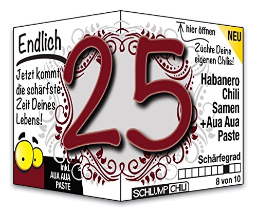 Schlump-Chili⎥Endlich 25 - das witzige scharfe Geburtstagsgeschenk. Eine originelle Geschenkidee zum 25. Geburtstag für Männer und Frauen von Schlump-Chili