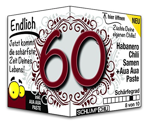 Schlump-Chili⎥Endlich 60 - das witzige scharfe Geburtstagsgeschenk. Eine originelle Geschenkidee zum 60. Geburtstag für Männer und Frauen von Schlump-Chili
