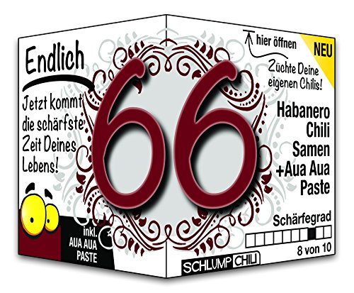 Schlump-Chili⎥Endlich 66 - das witzige scharfe Geburtstagsgeschenk. Eine originelle Geschenkidee zum 66. Geburtstag für Männer und Frauen von Schlump-Chili