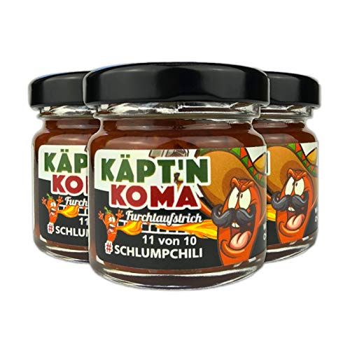 Schlump-Chili⎥Käpt'n Koma Dreierpack Set Schärfste Chili Paste mit Carolina Reaper und Ingwer ULTRA SCHARF! (3 x 35g) von Schlump-Chili