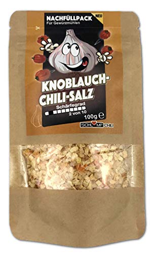 Knoblauch Chili Salz Nachfüllset für Gewürzsalzmühlen 100 g von Schlump-Chili