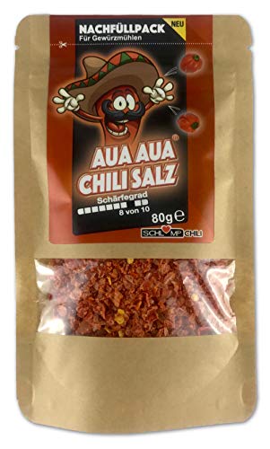 Schlump-Chili⎥AUAAUA® Chili Salz Nachfüllset für Gewürzsalzmühlen mit Meersalz und Habanero-Chilis im Beutel (1 x 80g) von Schlump-Chili