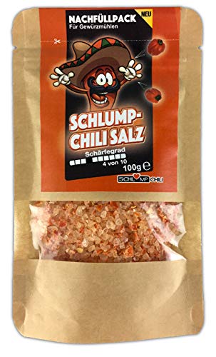 Schlump-Chili⎥CHISA⎥Habanero Chili Salz mittelscharfes Nachfüllset für Gewürzmühlen mit Edelstahl- oder Keramikmahlwerk (1 x 100 g) von Schlump-Chili