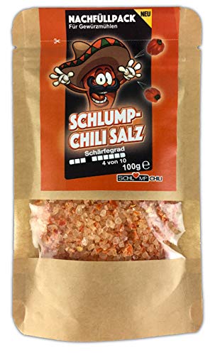Schlump-Chili⎥El Schoti⎥Habanero Chili Salz mittelscharfes Nachfüllset für Gewürzmühlen mit Edelstahl- oder Keramikmahlwerk (1 x 80g) von Schlump-Chili