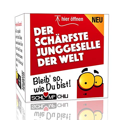 Schlump-Chili⎥Der schärfste Junggeselle der Welt - Ein witziges Geschenk Set zur Hochzeit Junggesellenabschied JGA, für den Bräutigam oder für unverheiratete Männer in Beziehung oder Singles Schlump-Chili⎥Der schärfste Junggeselle der Welt - Ein witziges Geschenk Set zur Hochzeit Junggesellenabschied JGA, für den Bräutigam oder für unverheiratete Männer in Beziehung oder Singles von Schlump-Chili