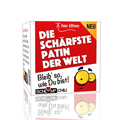 Schlump-Chili⎪Die schärfste Patin der Welt - ein perfektes Spaß Geschenk für die Patentante zur Taufe, zum Geburtstag oder als Dankeschön⎪Mehr als ein lustiger außergewöhnliches Gag (1 Stk.) von Schlump-Chili