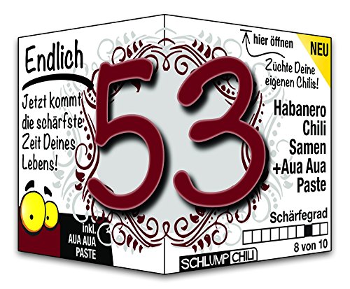 Schlump-Chili⎥Endlich 53 - das witzige scharfe Geburtstagsgeschenk. Eine originelle Geschenkidee zum 53. Geburtstag für Männer und Frauen von Schlump-Chili