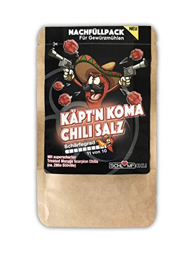 Schlump-Chili⎥KÄPTN KOMA KOMASALZ⎥Schärfste Chili Der Welt Salz Probierpack⎥EXTREM SCHARF! (1x 20 g) von Schlump-Chili