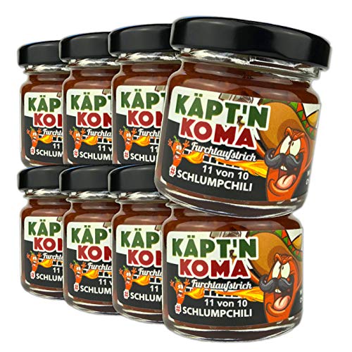 Schlump-Chili Käpt'n Koma Carolina Reaper schärfste Chili Paste Achterpack ULTRA SCHARF! (8 x 35g) von Schlump-Chili